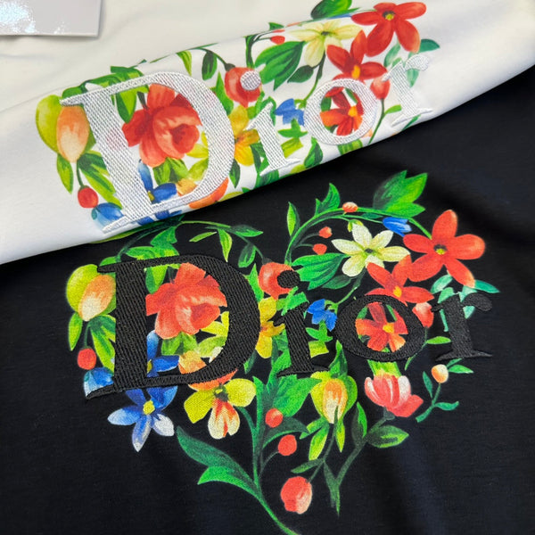 CD SS26 T-shirt à manches courtes Cœur floral en coton 350887