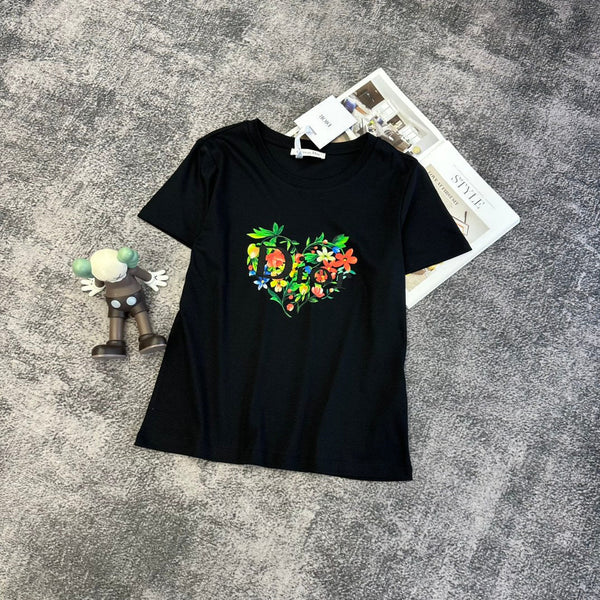 CD SS26 T-shirt à manches courtes Cœur floral en coton 350887