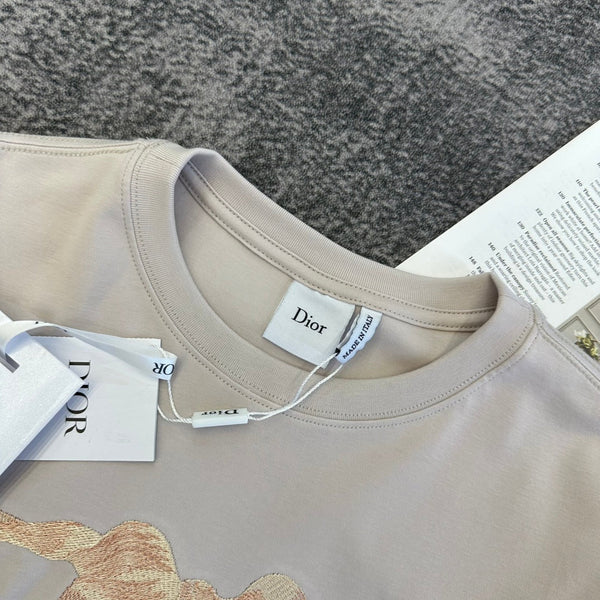 CD SS26 Book Cover Oversized T-Shirt Beige Cotton 350726