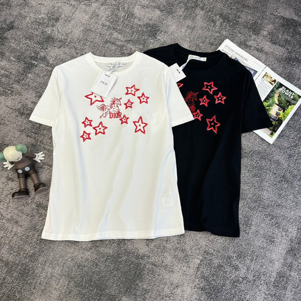 CD SS26 Broderie Licorne Étoiles T-shirt Coton 350679