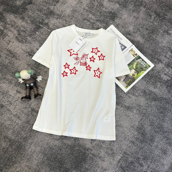 CD SS26 Broderie Licorne Étoiles T-shirt Coton 350679