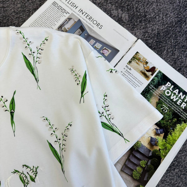 T-shirt CD SS26 Lily Of The Valley en coton blanc 350673