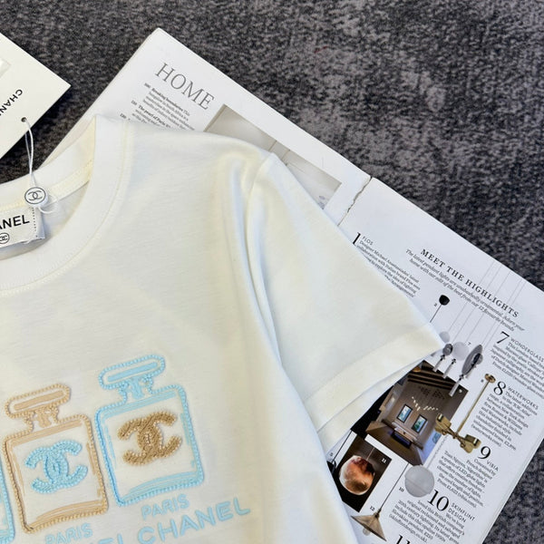 Chanel 2026 T-shirt Noir Rose Blanc Coton 359316