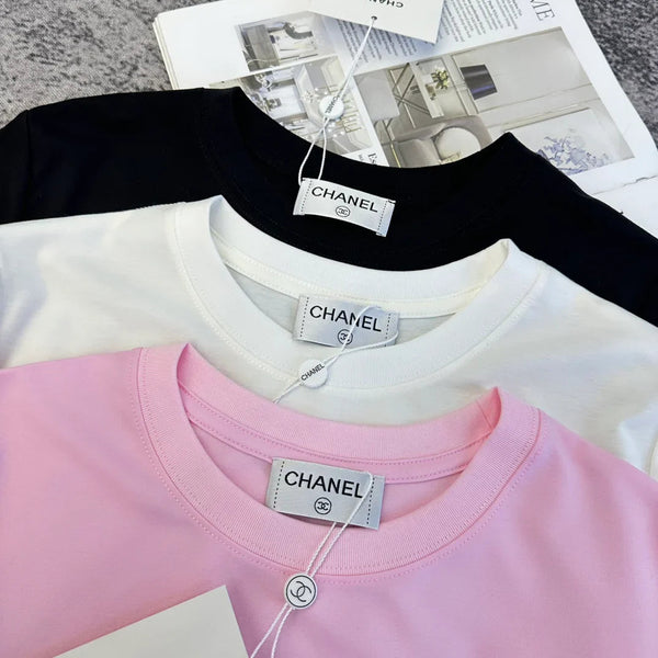 Chanel 2026 T-shirt Noir Rose Blanc Coton 359316