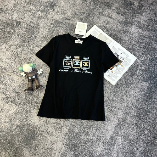 Chanel 2026 T-shirt Noir Rose Blanc Coton 359316