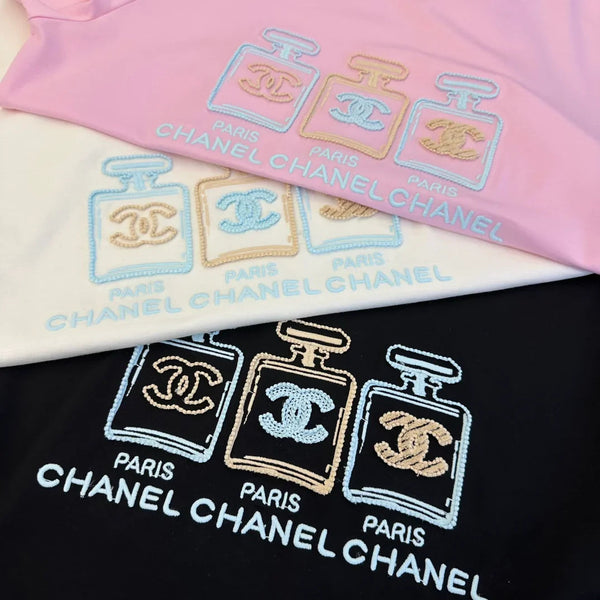 Chanel 2026 T-shirt Noir Rose Blanc Coton 359316