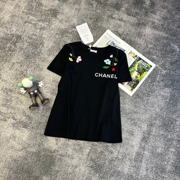 Chanel 2026 T-shirt Manches Courtes Coton Noir et Blanc 359334