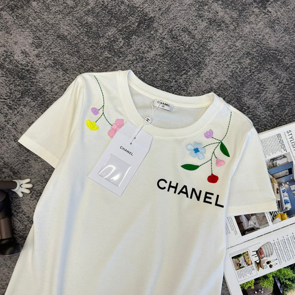 Chanel 2026 T-shirt Manches Courtes Coton Noir et Blanc 359334
