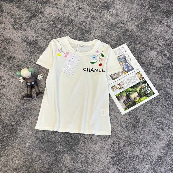 Chanel 2026 T-shirt Manches Courtes Coton Noir et Blanc 359334