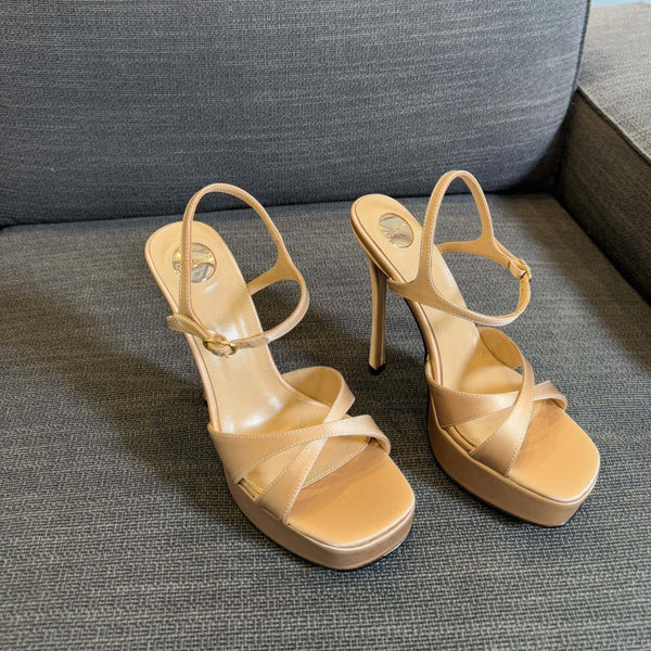 YSL 26S Cross-Strap Sandals 150 Mm Satin