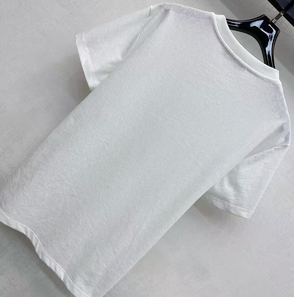 T-shirt ajusté CD en jersey de coton blanc avec motif Dior Clover vert