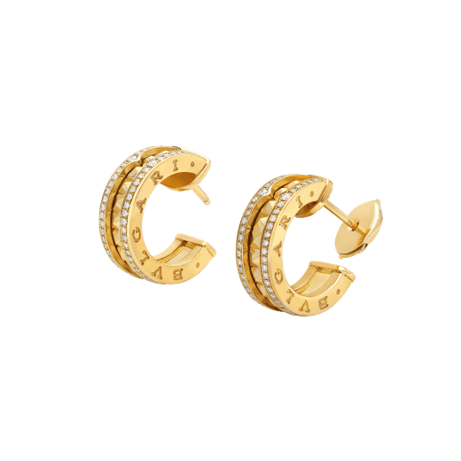 ORECCHINI ZERO 1 ROCK IN ORO CON SPIRALE BORCHIATA E DIAMANTI PAVATI