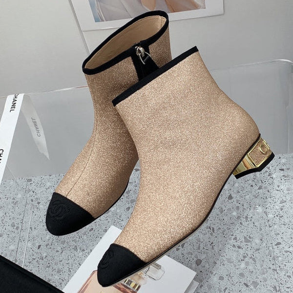 CC 2026 Cap-Toe Ankle Boots 30mm Glitter Fabric 162135