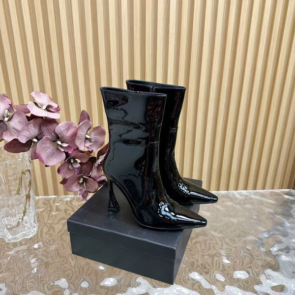 YSL Ankle Boots 90mm  Black Patent Leather