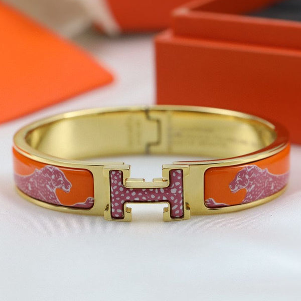 Bracelet Hermès Clic H orange et rose