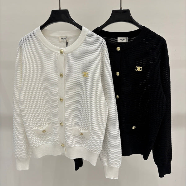 CE 2026 Hollow-out Knit Cardigan With Metal Buttons 431811
