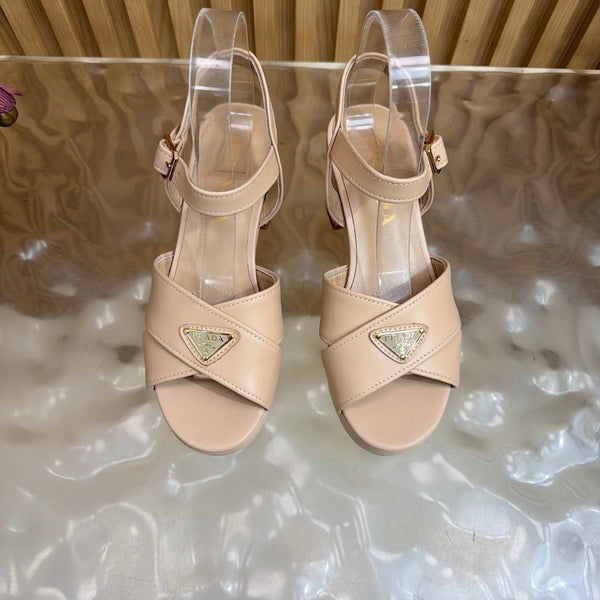 Prad 2026 Round-Toe Platform Sandals 75mm Cowhide 151253