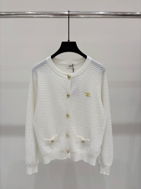 CE 2026 Hollow-out Knit Cardigan With Metal Buttons 431811