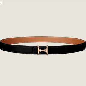 Fibbia HM Mors H e cintura reversibile da 24 mm in pelle marrone nera 125350
