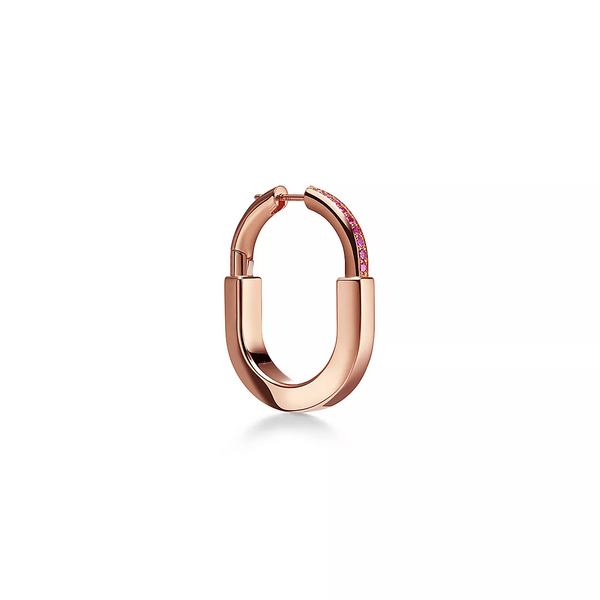 ORECCHINI LOCK MEDIUM PINK DIAMOND IN ORO ROSA