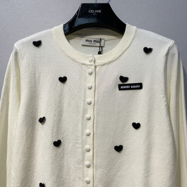 Miu 2026 Heart Motifs Cardigan Wool 421231