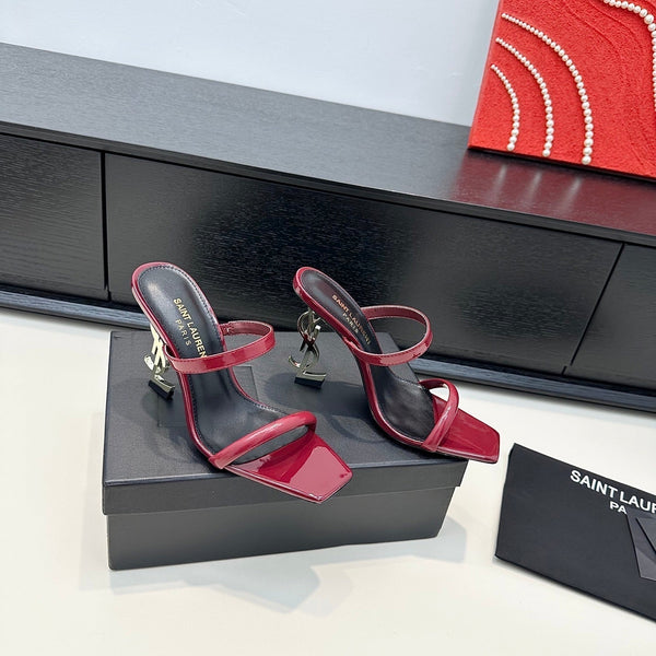 YSL 26S Double-Strap Heeled Sandals 100 Mm In Calfskin