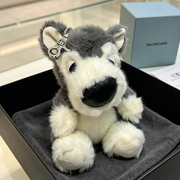 VLC Gray And White Puppy Plush Bag Charm