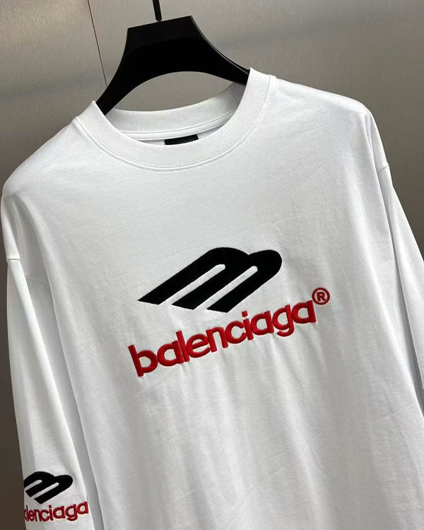 T-shirt oversized à manches longues en coton Balenciaga 3B Sports Icon