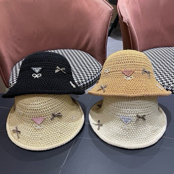 Prad Raffia Bow Knot Fisherman Hat 512516