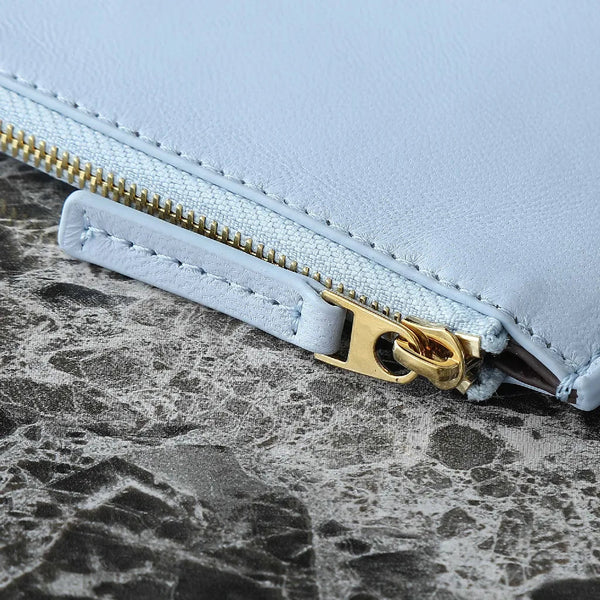 Borsa BV Pinacoteca 43 cm Pelle di vitello intrecciata e pelle scamosciata azzurro cielo