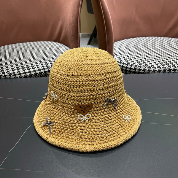 Prad Raffia Bow Knot Fisherman Hat 512516