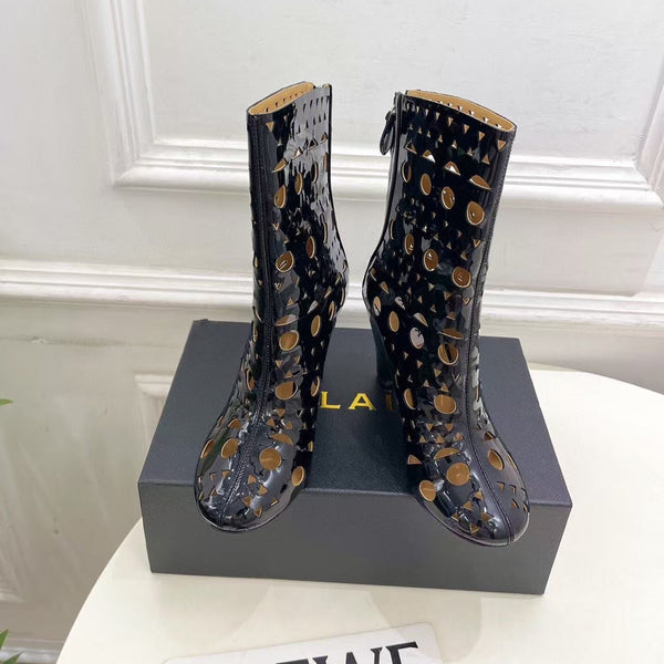 Alaïa Vienne Ankle Wedge Heel Boots 90mm Black Suede