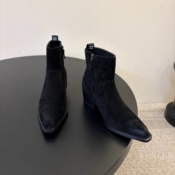 Miu 26s Western Ankle Boots Suede