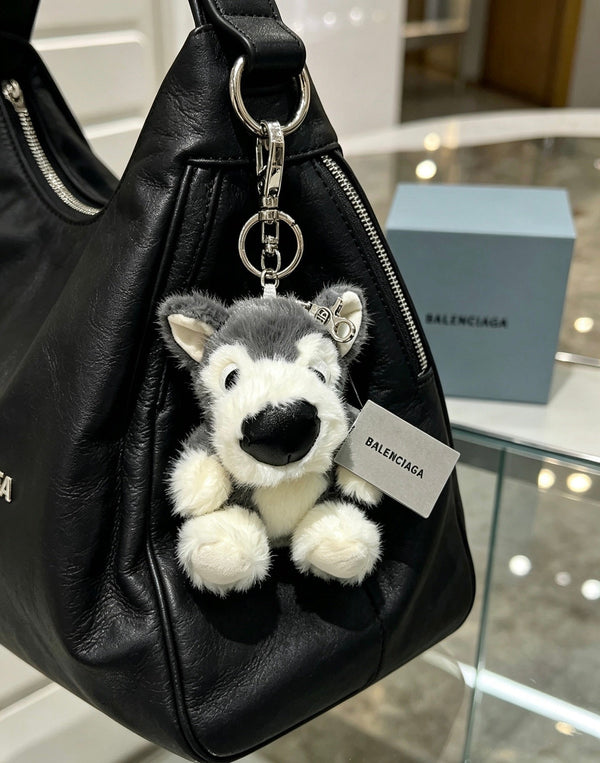 VLC Gray And White Puppy Plush Bag Charm