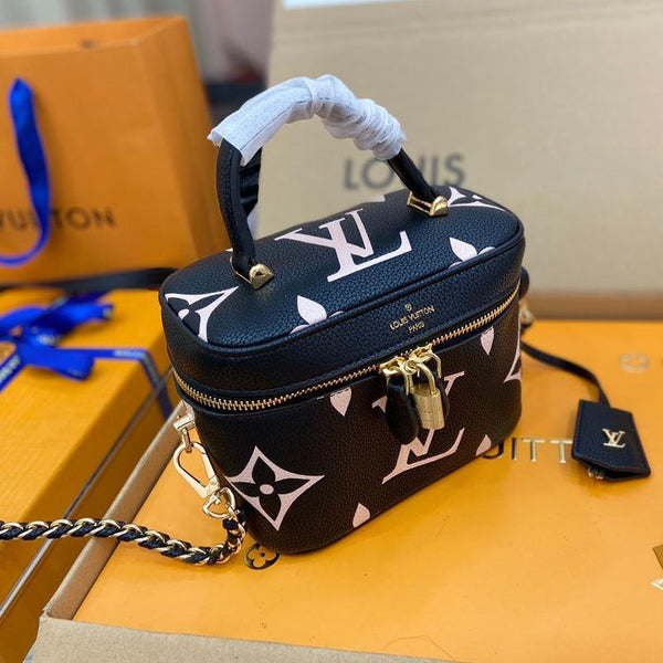 VANITY PM 19 CM NERO BIANCO MONOGRAMMA PELLE STAMPATA 