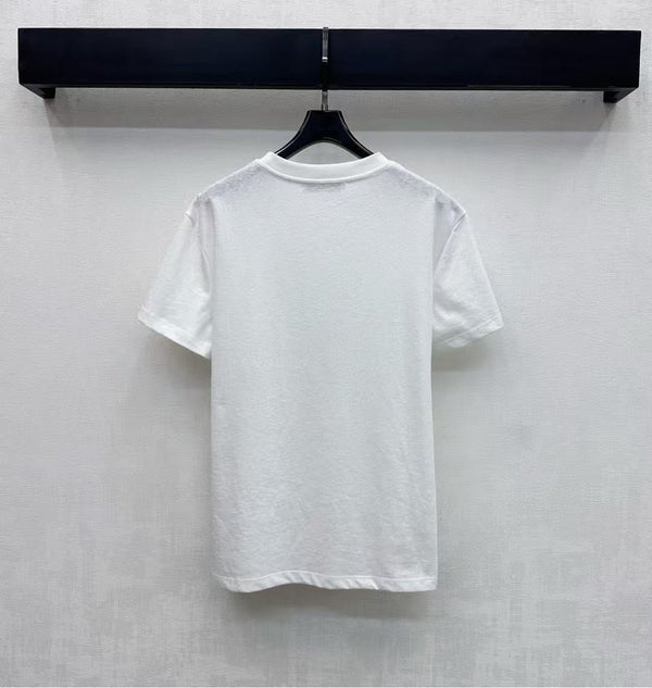 T-shirt ajusté CD en jersey de coton blanc avec motif Dior Clover vert