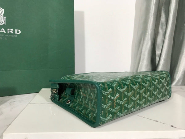 Borsa da toilette Goyard Jouvence in tessuto PVC verde con pelle di mucca