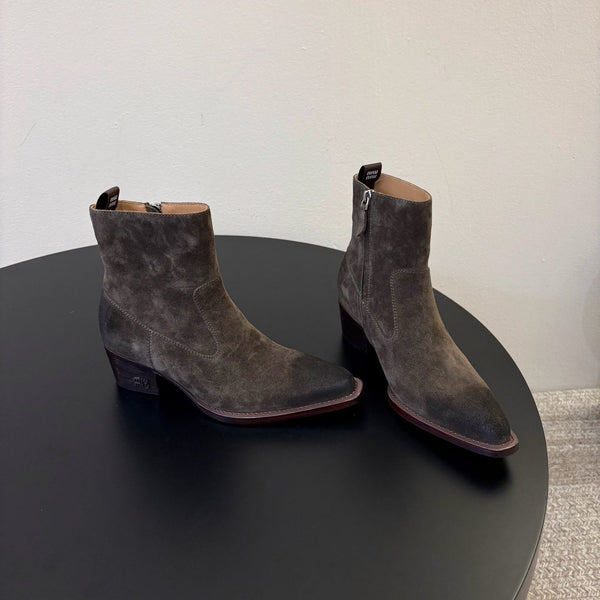 Miu 26s Western Ankle Boots Suede