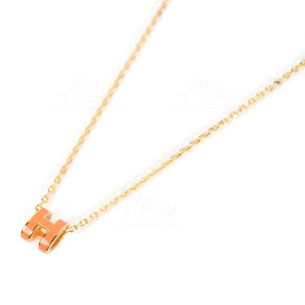 COLLANA POP H PENDENTE ARANCIONE CON FERRAMENTA IN ORO
