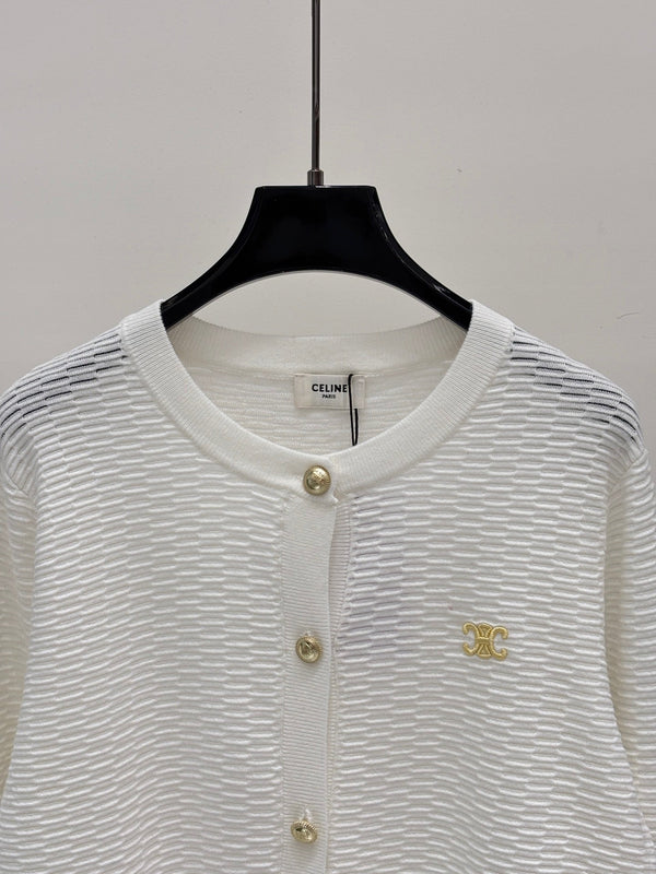 CE 2026 Hollow-out Knit Cardigan With Metal Buttons 431811