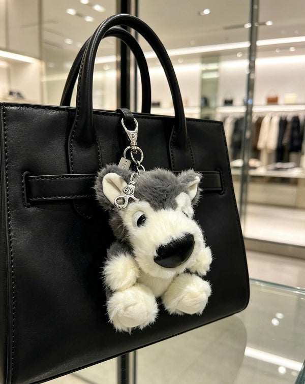 VLC Gray And White Puppy Plush Bag Charm