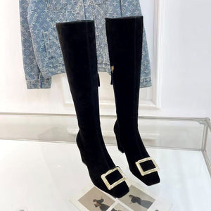 Bottines Belle Vivier 7,5 cm en daim noir