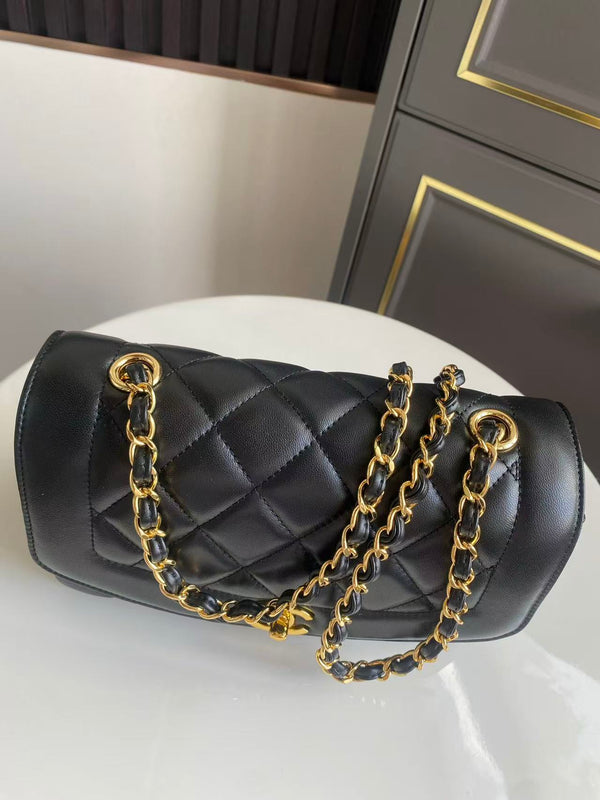 CC Small Diana Flap Bag Black Lambskin GHW