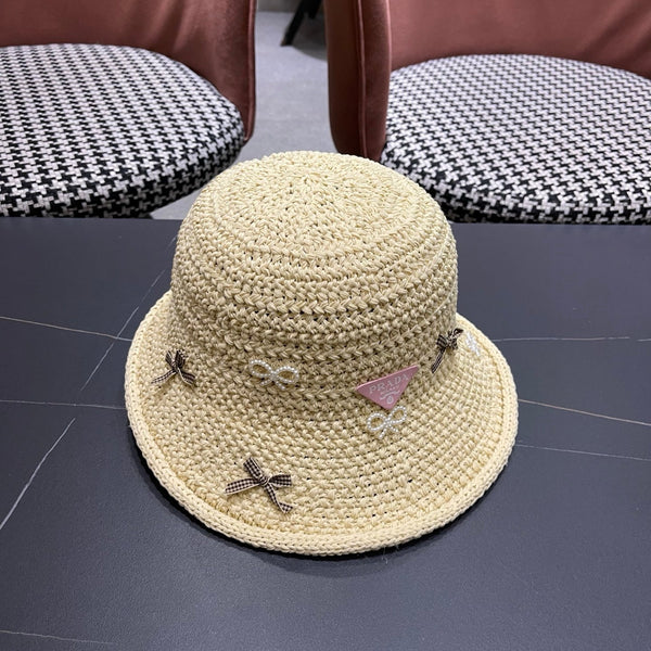 Prad Raffia Bow Knot Fisherman Hat 512516