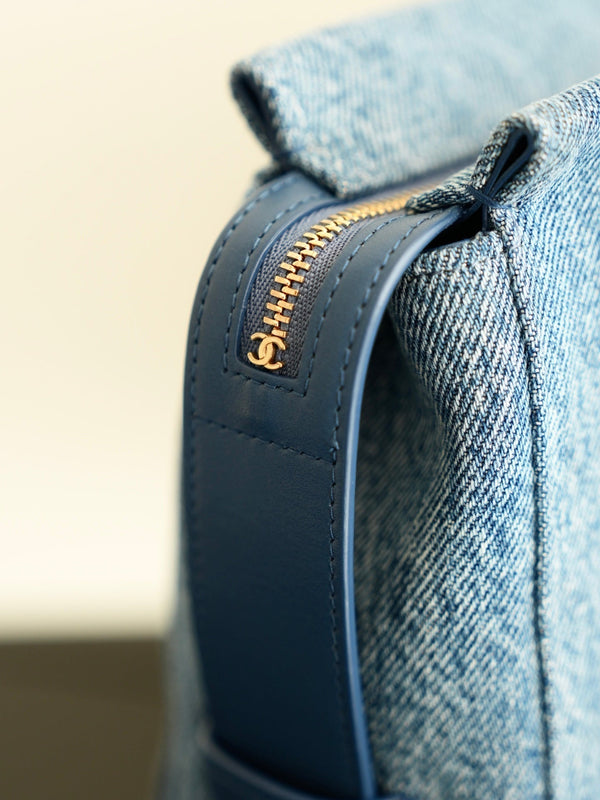 CC 2026 Double C Clutch Bag 29.5cm Blue Denim Leather