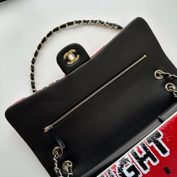 CC 2026 Flap Bag 32cm Red Mix Colors Sequin Leather