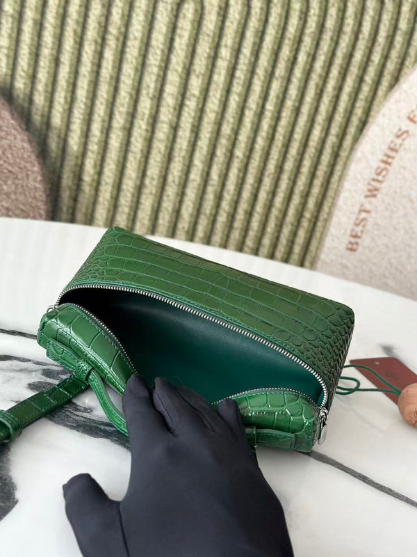 Pochette supplémentaire L19 motif alligator vert sarcelle cuir SHW