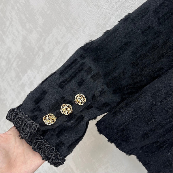 CC 26B Textured Wool Jacket With Collar Black 444356