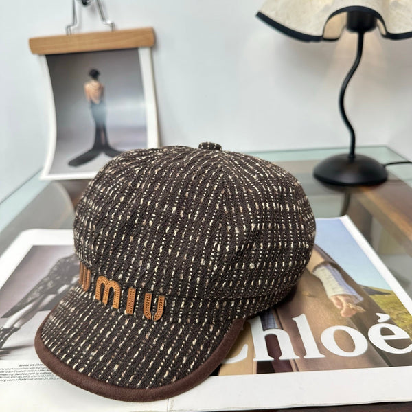 Miu Tweed Newsboy Cap Hat 497142