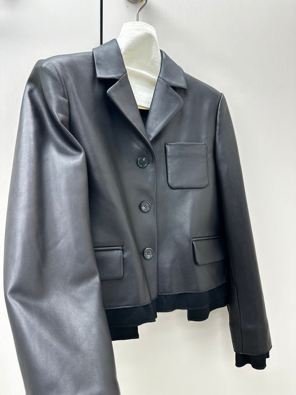 Miu 2026 Short Blazer Black Leather 418940